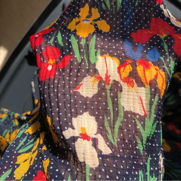 Tory Burch Josephine iris garden floral dot drawstring blouse top peasant - Picture 9 of 14
